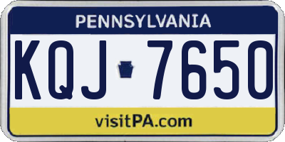 PA license plate KQJ7650