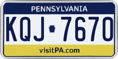 PA license plate KQJ7670