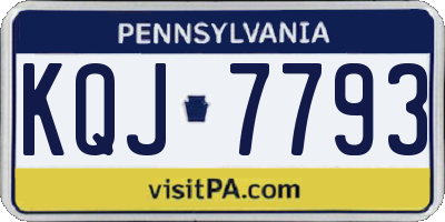 PA license plate KQJ7793