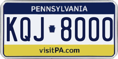 PA license plate KQJ8000