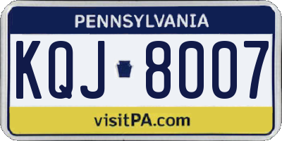 PA license plate KQJ8007