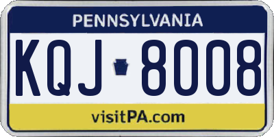 PA license plate KQJ8008