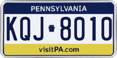 PA license plate KQJ8010