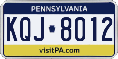 PA license plate KQJ8012
