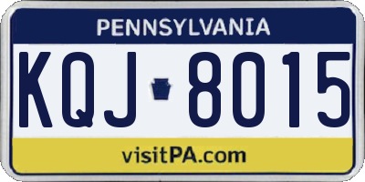 PA license plate KQJ8015