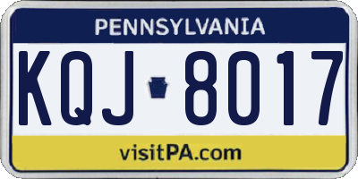 PA license plate KQJ8017