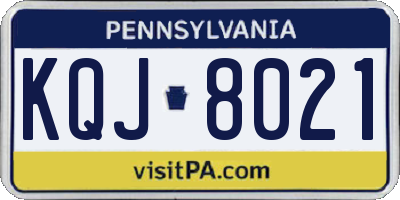 PA license plate KQJ8021