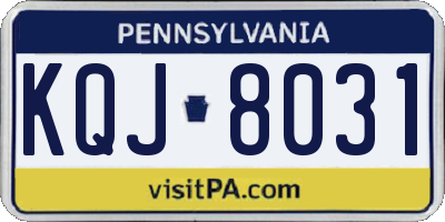 PA license plate KQJ8031