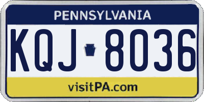 PA license plate KQJ8036
