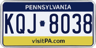 PA license plate KQJ8038