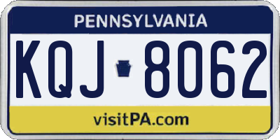 PA license plate KQJ8062