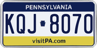 PA license plate KQJ8070