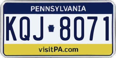 PA license plate KQJ8071