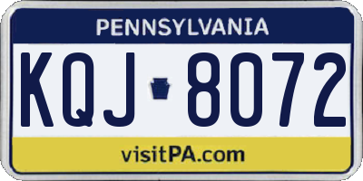 PA license plate KQJ8072