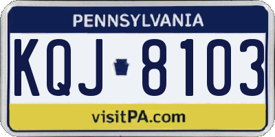 PA license plate KQJ8103