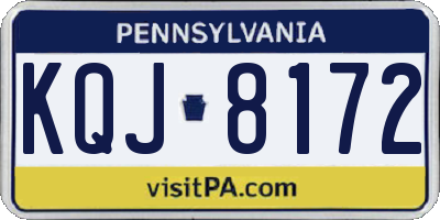 PA license plate KQJ8172