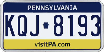 PA license plate KQJ8193
