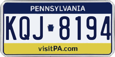 PA license plate KQJ8194