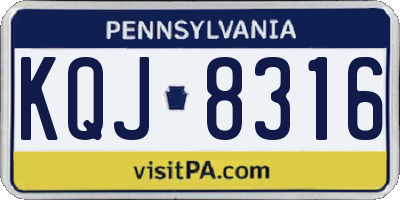 PA license plate KQJ8316