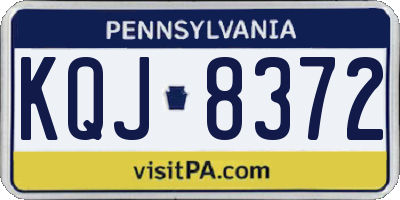 PA license plate KQJ8372