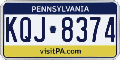 PA license plate KQJ8374