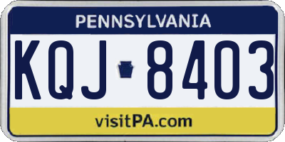 PA license plate KQJ8403