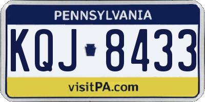 PA license plate KQJ8433