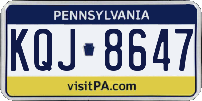PA license plate KQJ8647