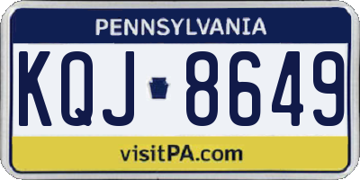 PA license plate KQJ8649