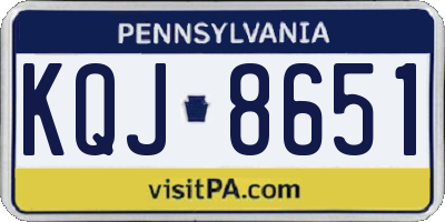 PA license plate KQJ8651