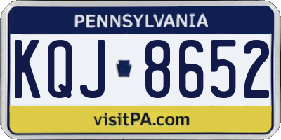 PA license plate KQJ8652