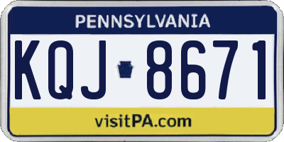 PA license plate KQJ8671