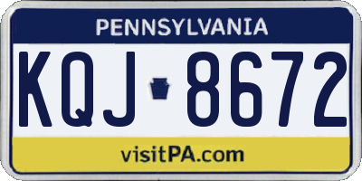 PA license plate KQJ8672