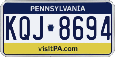 PA license plate KQJ8694