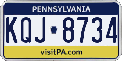 PA license plate KQJ8734