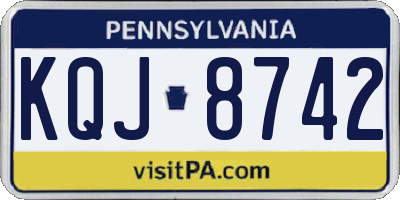 PA license plate KQJ8742