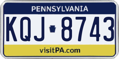 PA license plate KQJ8743