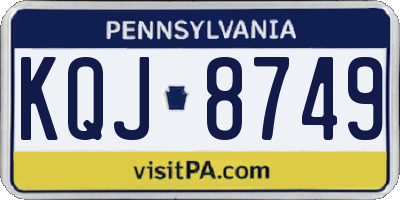 PA license plate KQJ8749