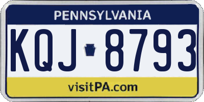 PA license plate KQJ8793