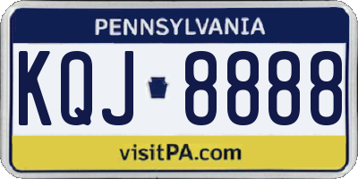 PA license plate KQJ8888