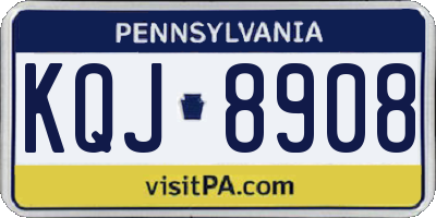 PA license plate KQJ8908