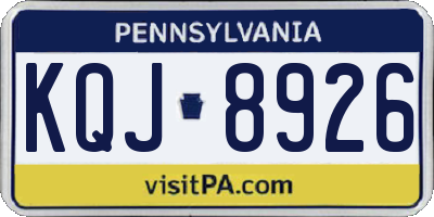 PA license plate KQJ8926