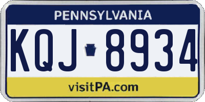 PA license plate KQJ8934