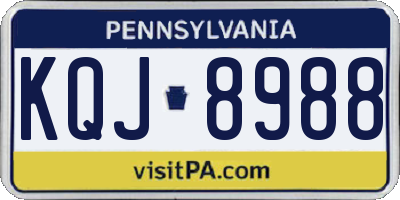 PA license plate KQJ8988