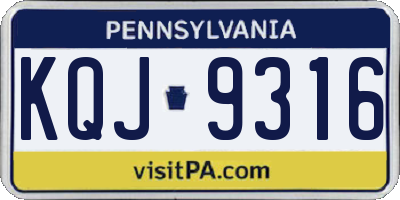 PA license plate KQJ9316