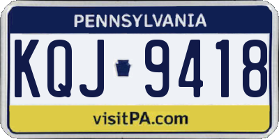 PA license plate KQJ9418