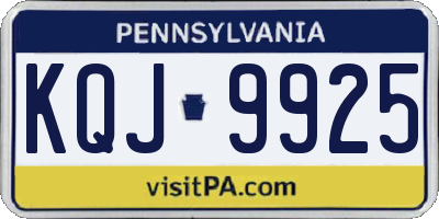 PA license plate KQJ9925