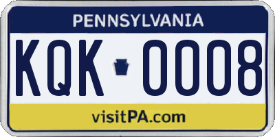 PA license plate KQK0008