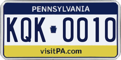 PA license plate KQK0010
