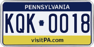 PA license plate KQK0018